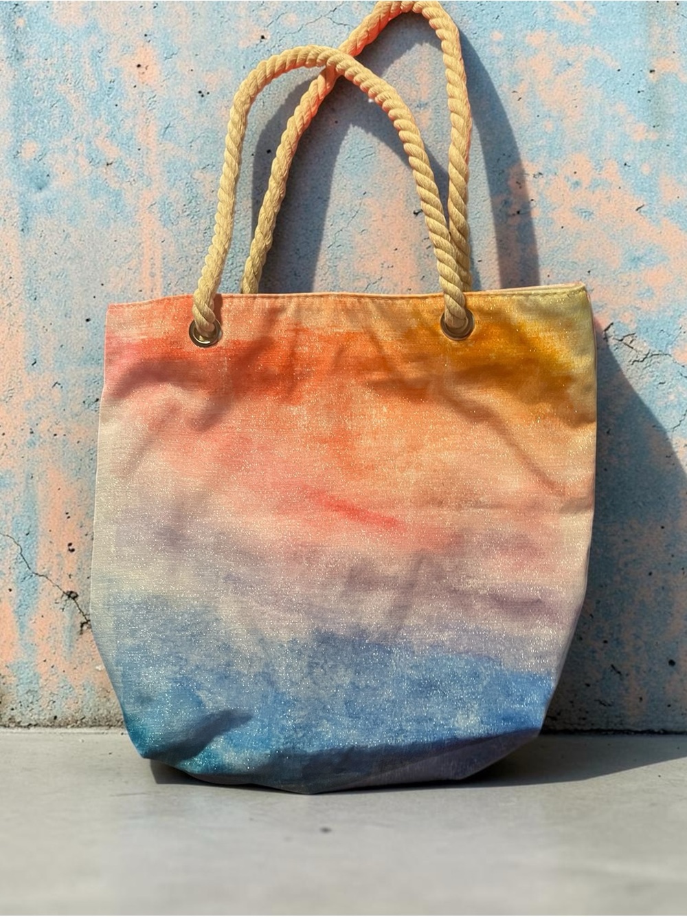 Sunset Gradient Rope-Handle Tote Bag in Multicolor